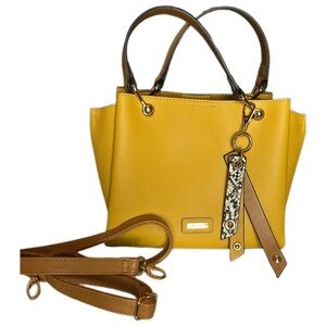 ALDO Mustard Leather Tote with Gold Accents